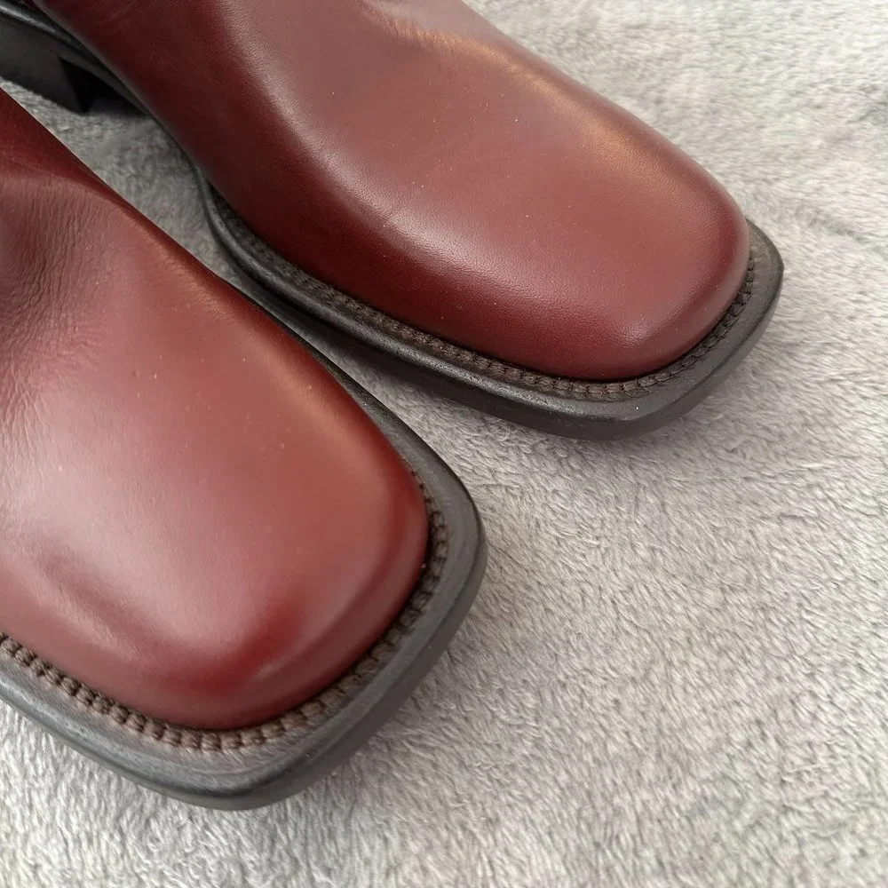 J. Crew Women's Burgundy Leather Ankle Boots
